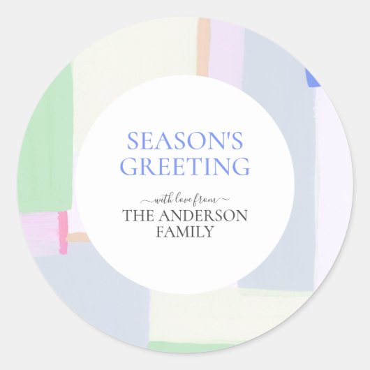 抽象アート クリスマス ホリデー ギフト クラシック ラウンドシール (正面)