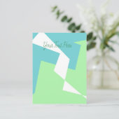 抽象アート ターコイズ ブルー グリーン ポストカード (スタンド正面)