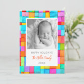 抽象アート フォト ファミリー ネーム カラフル 年間 ベイビー シーズンカード (スタンド正面)
