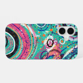 抽象アート：ミントキャンディ iPhone 16ケース (裏面横)