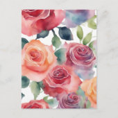 抽象アート - 水彩のバラ ポストカード (正面)