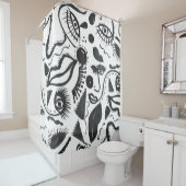 抽象アート:顔、唇、幾何学的魔法! シャワーカーテン (インサイチュ)
