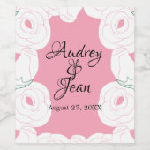 抽象エレガントホワイトローズ ワインラベル (シングルラベル)