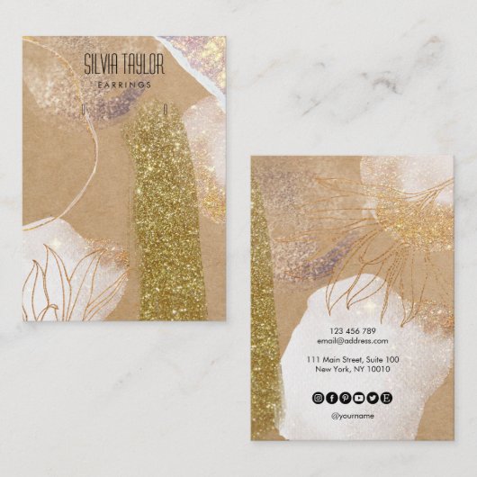 抽象シンプルミニマル紙イヤリング表示 名刺 (正面/裏面)