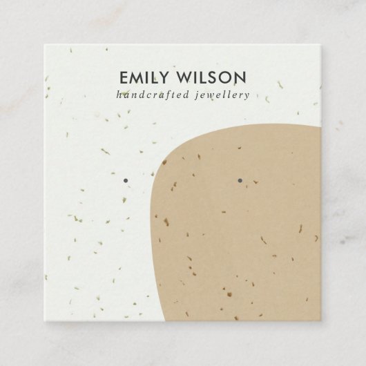 抽象セラミックオークレートスタッドイヤリングディスプレイ スクエア名刺 (正面)