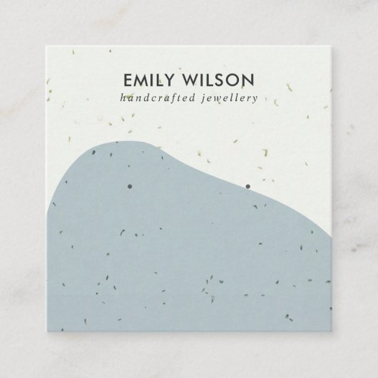 抽象セラミックグレイ波スタッドイヤリングディスプレイ スクエア名刺 (正面)