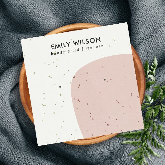 抽象セラミックピーチピンクスタッドイヤリングディスプレイ スクエア名刺