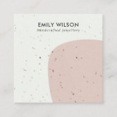 抽象セラミックピーチピンクスタッドイヤリングディスプレイ スクエア名刺 (正面)