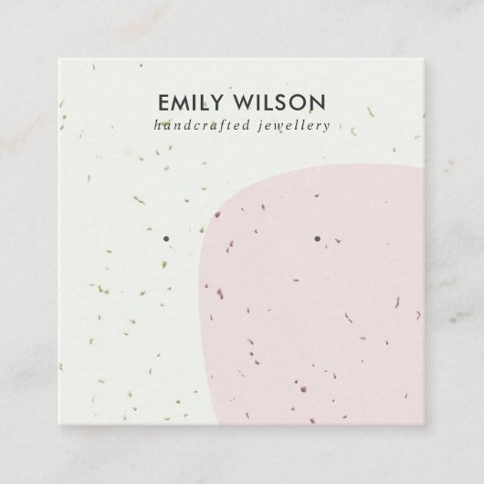 抽象セラミック赤面スタッドイヤリングディスプレイカード スクエア名刺 (正面)