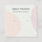 抽象セラミック赤面ピンクスタッドイヤリングディスプレイ スクエア名刺 (正面)