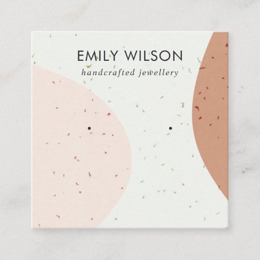 抽象セラミック赤面錆スタッドイヤリングディスプレイ スクエア名刺 (正面)