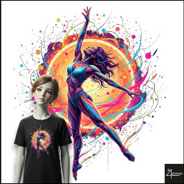抽象ダンサーネオンライン ダイナミックアート トライブレンドTシャツ