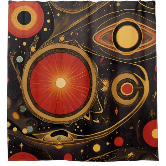 抽象デザインの古代の鮮やか記号 シャワーカーテン (正面)