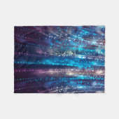 抽象デザインの青く、銀製のグリッターのシャワー フリースブランケット (正面(横))