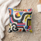 抽象デザインカラフルの黒いパターン クッション (ブランケット)