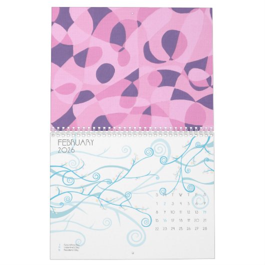 抽象デザインスケッチ絵画カレンダー カレンダー (2月 2026)