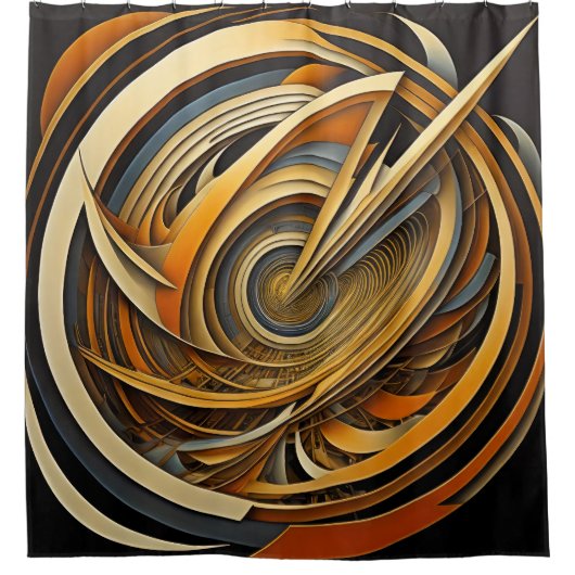 抽象デザインモダン未来主義 シャワーカーテン (正面)