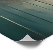 抽象デザインモダン金ゴールドとブルーグレートーン ポスター (角)