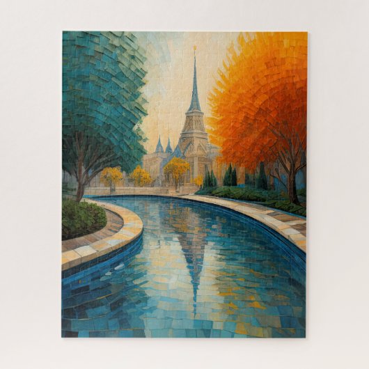 抽象デザインモダン金ゴールドオレンジブルーヨーロッパ ジグソーパズル (縦)