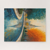 抽象デザインモダン金ゴールドオレンジブルーヨーロッパ ジグソーパズル (横)