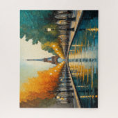 抽象デザインモダン金ゴールドオレンジブルーヨーロッパ ジグソーパズル (縦)