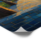 抽象デザインモダン金ゴールドオレンジブルーヨーロッパ ポスター (角)