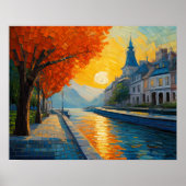 抽象デザインモダン金ゴールドオレンジブルーヨーロッパ ポスター (正面)