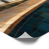 抽象デザインモダン金ゴールドオレンジブルーヨーロッパ ポスター (角)