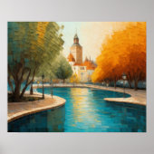 抽象デザインモダン金ゴールドオレンジブルーヨーロッパ ポスター (正面)