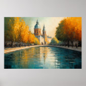 抽象デザインモダン金ゴールドオレンジブルーヨーロッパ ポスター (正面)