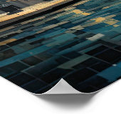 抽象デザインモダン金ゴールドオレンジブルーヨーロッパ ポスター (角)