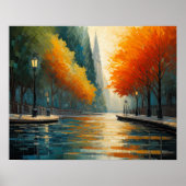 抽象デザインモダン金ゴールドオレンジブルーヨーロッパ ポスター (正面)