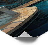 抽象デザインモダン金ゴールドオレンジブルーヨーロッパ ポスター (角)