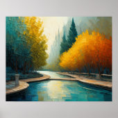 抽象デザインモダン金ゴールドオレンジブルーヨーロッパ ポスター (正面)