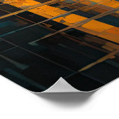 抽象デザインモダン金ゴールドオレンジブルーヨーロッパ ポスター (角)