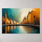 抽象デザインモダン金ゴールドオレンジブルーヨーロッパ ポスター (正面)