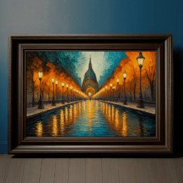 抽象デザインモダン金ゴールドオレンジブルーヨーロッパ ポスター