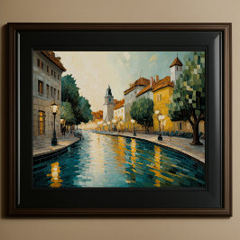 抽象デザインモダン金ゴールドオレンジブルーヨーロッパ ポスター