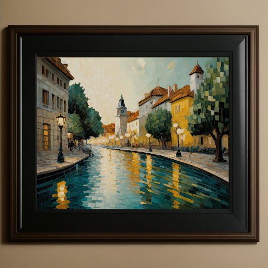 抽象デザインモダン金ゴールドオレンジブルーヨーロッパ ポスター