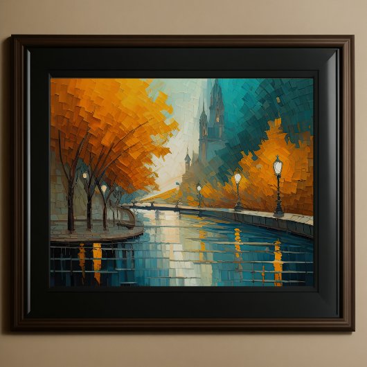 抽象デザインモダン金ゴールドオレンジブルーヨーロッパ ポスター