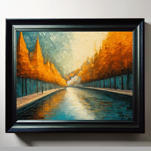 抽象デザインモダン金ゴールドオレンジブルーヨーロッパ ポスター