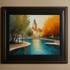 抽象デザインモダン金ゴールドオレンジブルーヨーロッパ ポスター