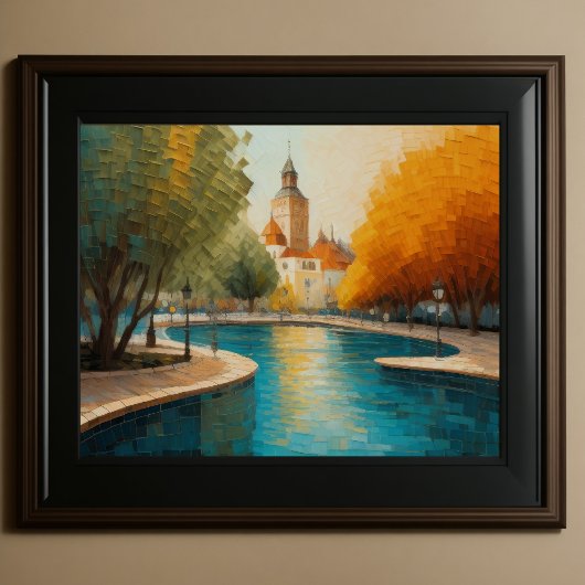 抽象デザインモダン金ゴールドオレンジブルーヨーロッパ ポスター