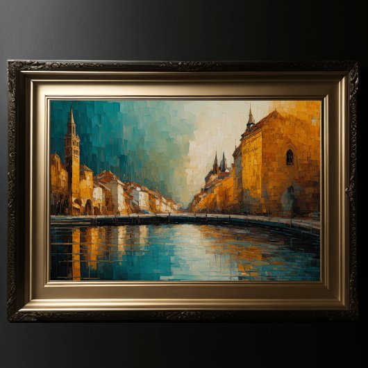 抽象デザインモダン金ゴールドオレンジブルーヨーロッパ ポスター