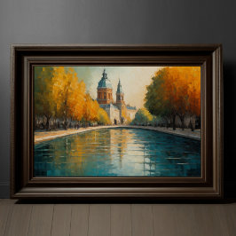 抽象デザインモダン金ゴールドオレンジブルーヨーロッパ ポスター