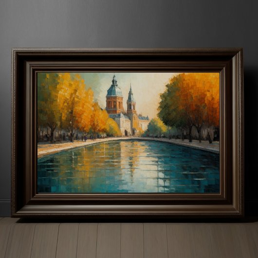 抽象デザインモダン金ゴールドオレンジブルーヨーロッパ ポスター