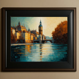 抽象デザインモダン金ゴールドオレンジブルーヨーロッパ ポスター