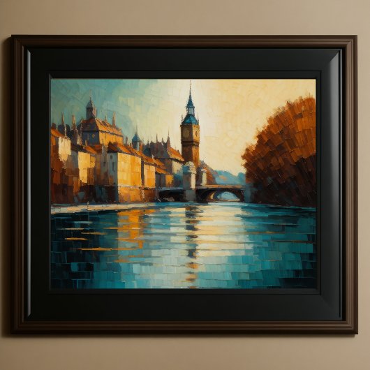 抽象デザインモダン金ゴールドオレンジブルーヨーロッパ ポスター