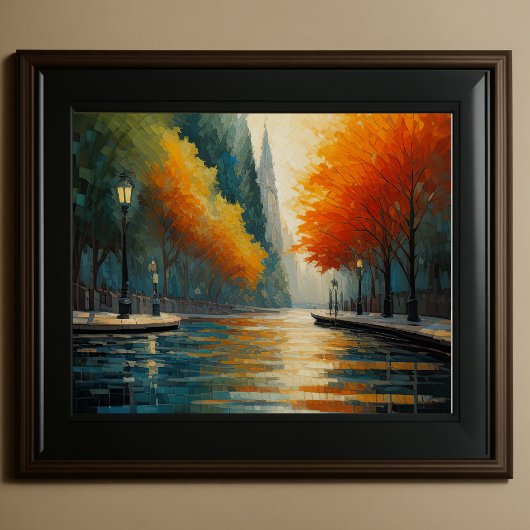 抽象デザインモダン金ゴールドオレンジブルーヨーロッパ ポスター