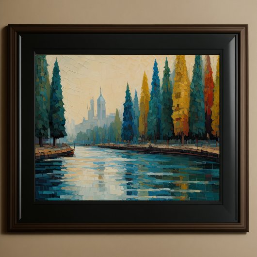 抽象デザインモダン金ゴールドオレンジブルーヨーロッパ ポスター